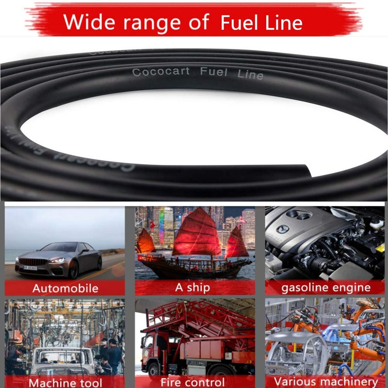 CocoMocart 1/4 Inch ID Fuel Line Hose 10FT 1/4" NBR Rubber Hose with clamps for Kawasaki Kohler Briggs & Stratton Small Gas Diesel Powersports Engines - Image 5